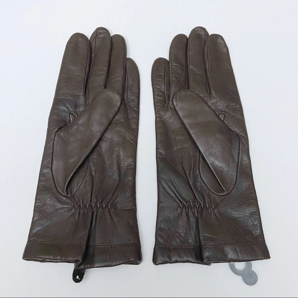 Fownes Brown Leather Lined Winter Gloves Womens Size Large NEW